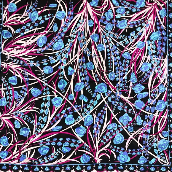 Vintage Emilio Pucci Silk Scarf Shawl Abstract Florals Italy 34in Rare Print - Picture 4 of 7